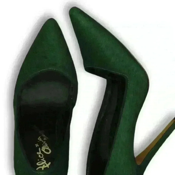 Alice+Olivia Stacey Bendet Prime Suede 4" Slim Heel Pointed Toe Green (Size 8.5) - Picture 3 of 11